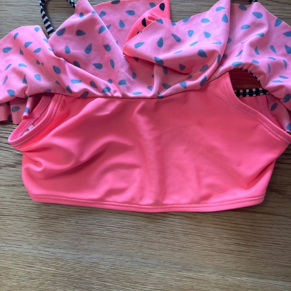 Cat & Jack Girls Pink Watermelon Flounce Ruffle Bikini Swim Top Size M 7/8 - Picture 4 of 5